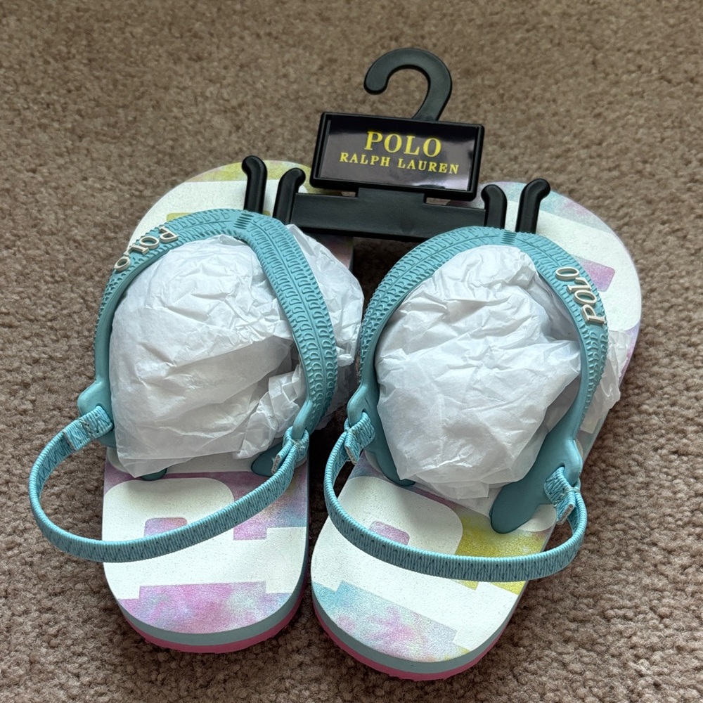 Polo by Ralph Lauren Kids' Aqua and Multicolor Flip Flops